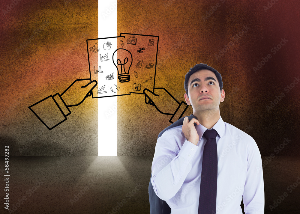 Poster composite image of unsmiling businessman standing