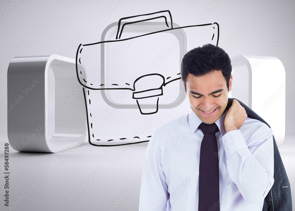 Poster composite image of smiling businessman standing