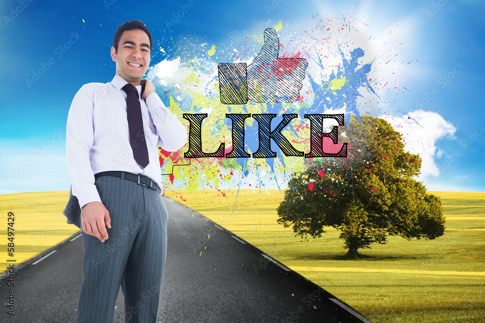 Poster composite image of smiling businessman standing