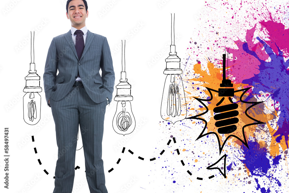 Poster composite image of smiling businessman standing