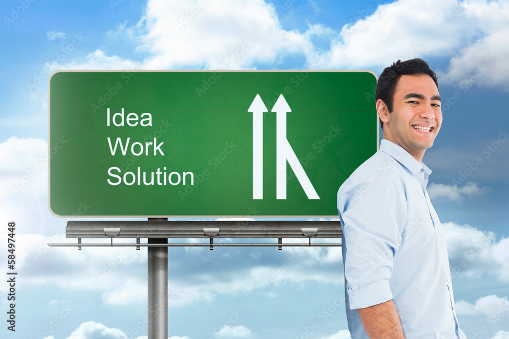 Poster composite image of smiling casual man standing