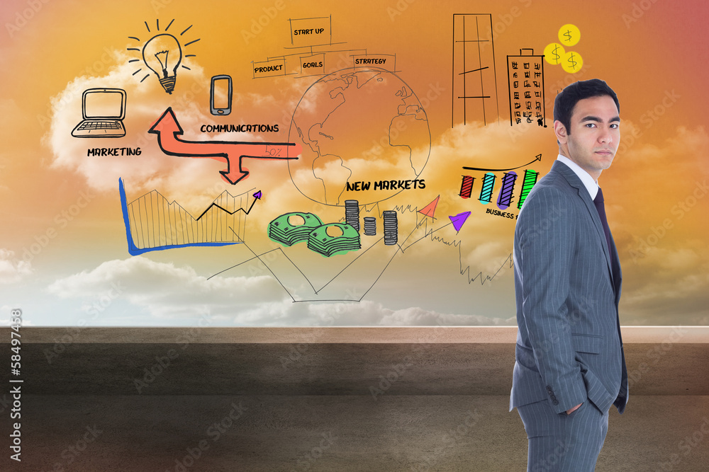 Poster composite image of unsmiling businessman standing