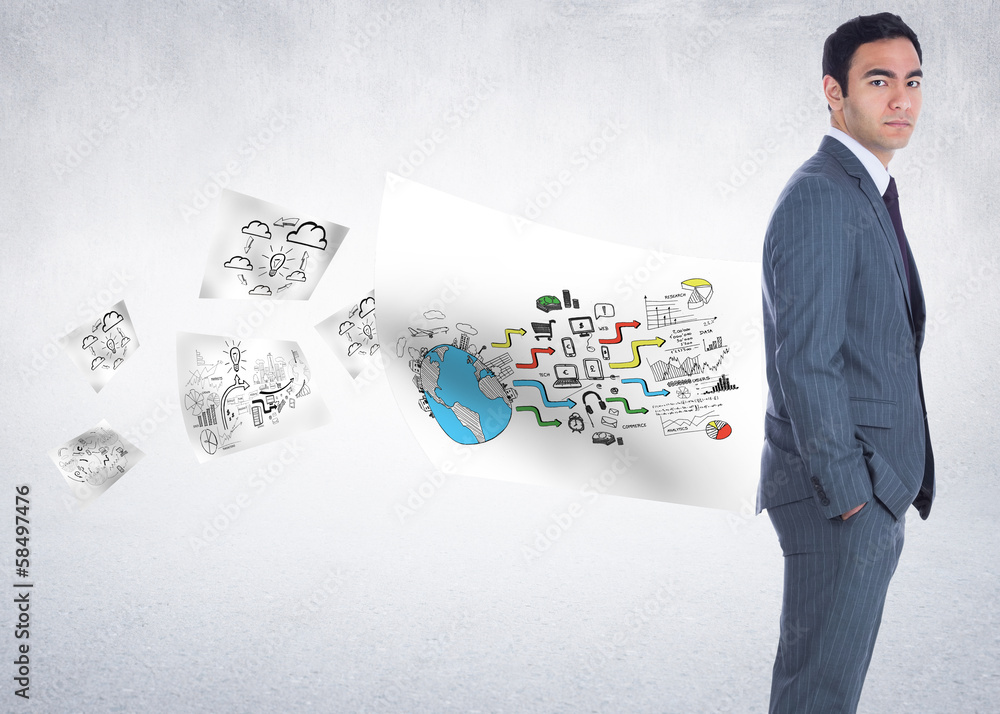 Poster composite image of unsmiling businessman standing