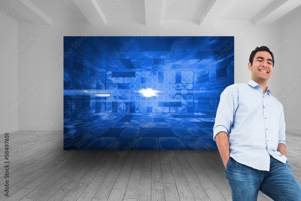 Poster composite image of smiling casual man standing