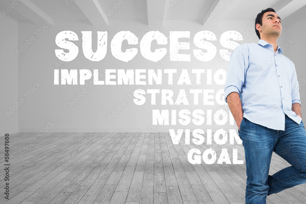 Poster composite image of unsmiling casual man standing