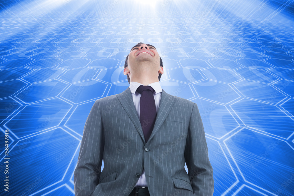 Poster composite image of smiling businessman standing