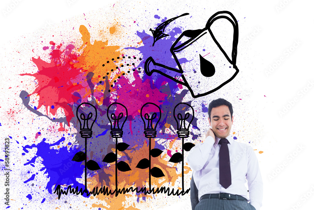 Poster composite image of smiling businessman standing