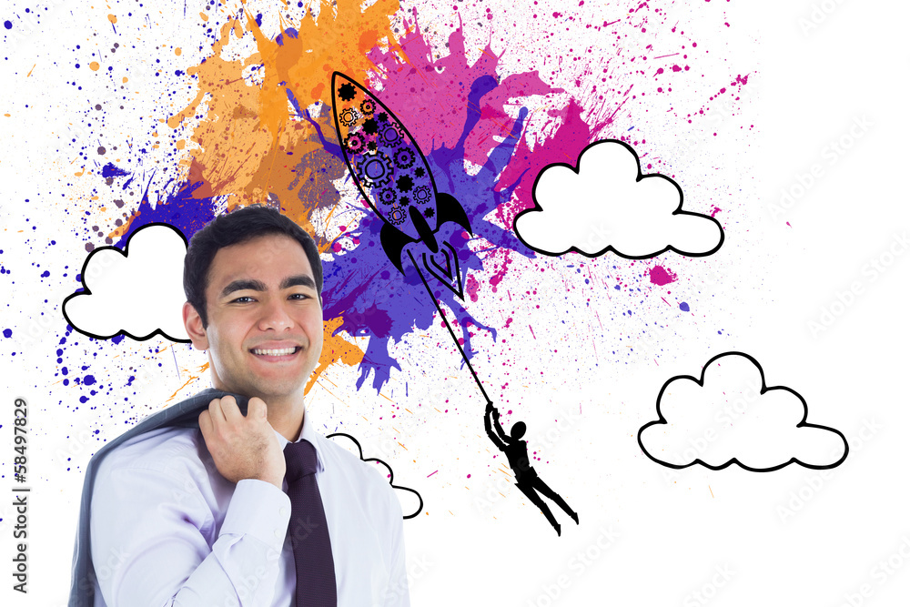 Poster composite image of smiling businessman standing