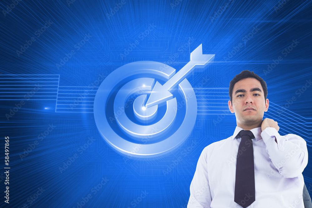 Poster composite image of unsmiling businessman standing