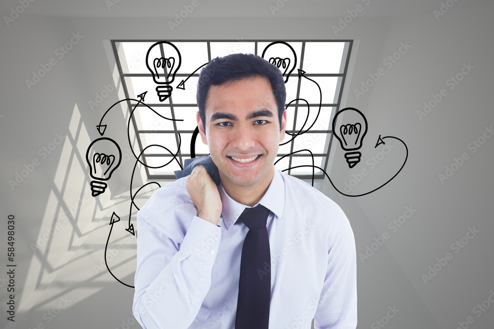 Poster composite image of smiling businessman standing