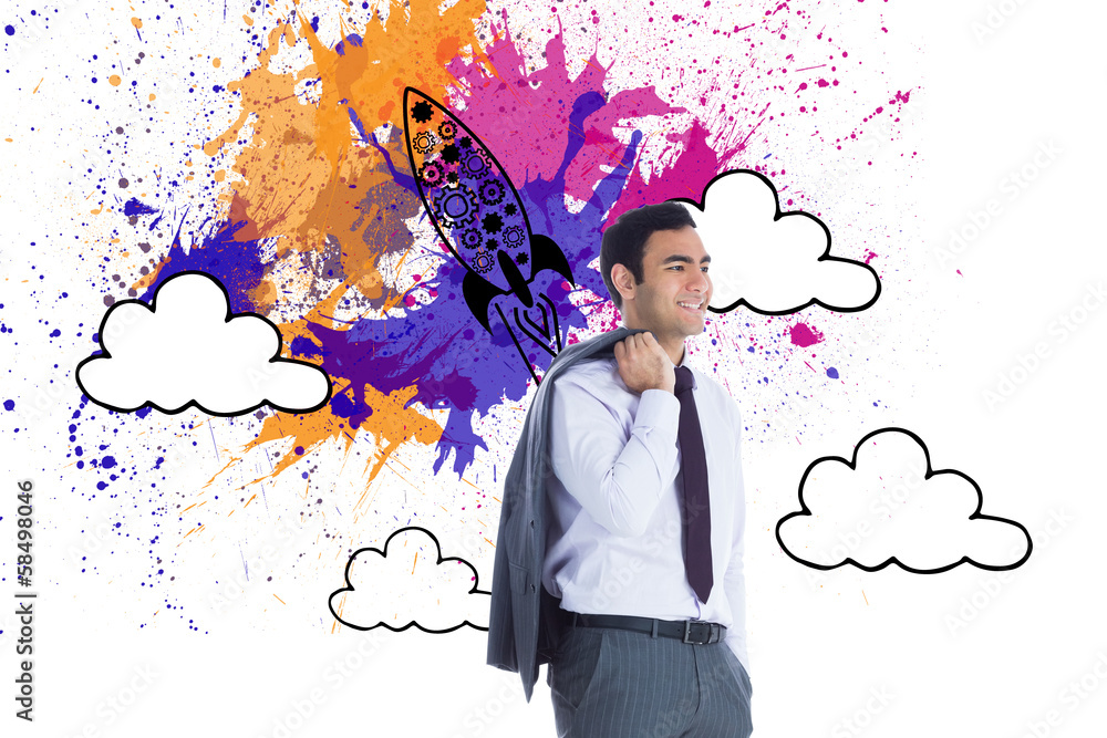 Poster composite image of smiling businessman standing
