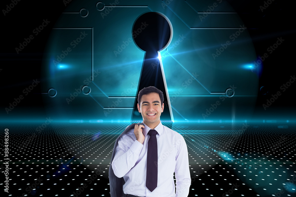 Poster composite image of smiling businessman standing