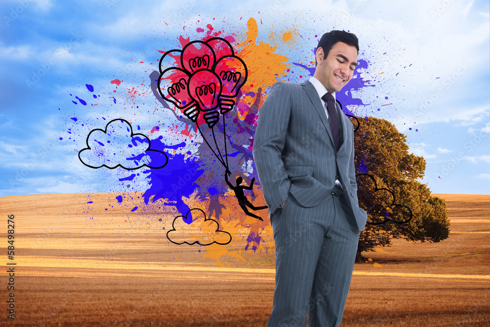 Poster composite image of smiling businessman standing