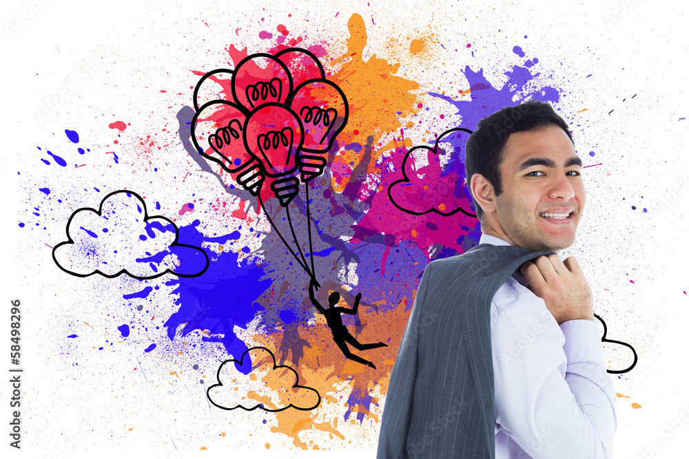 Poster composite image of smiling businessman standing