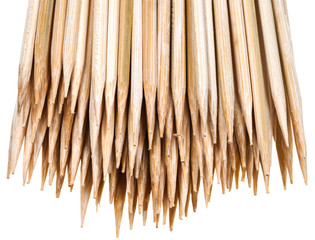 sharp tops of wooden skewers
