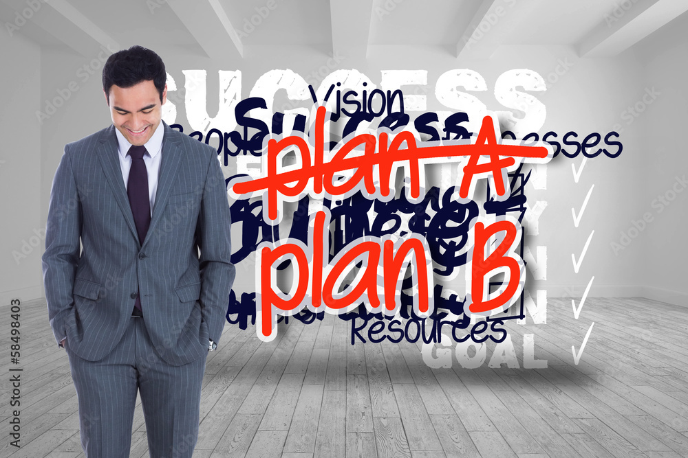 Poster composite image of smiling businessman standing
