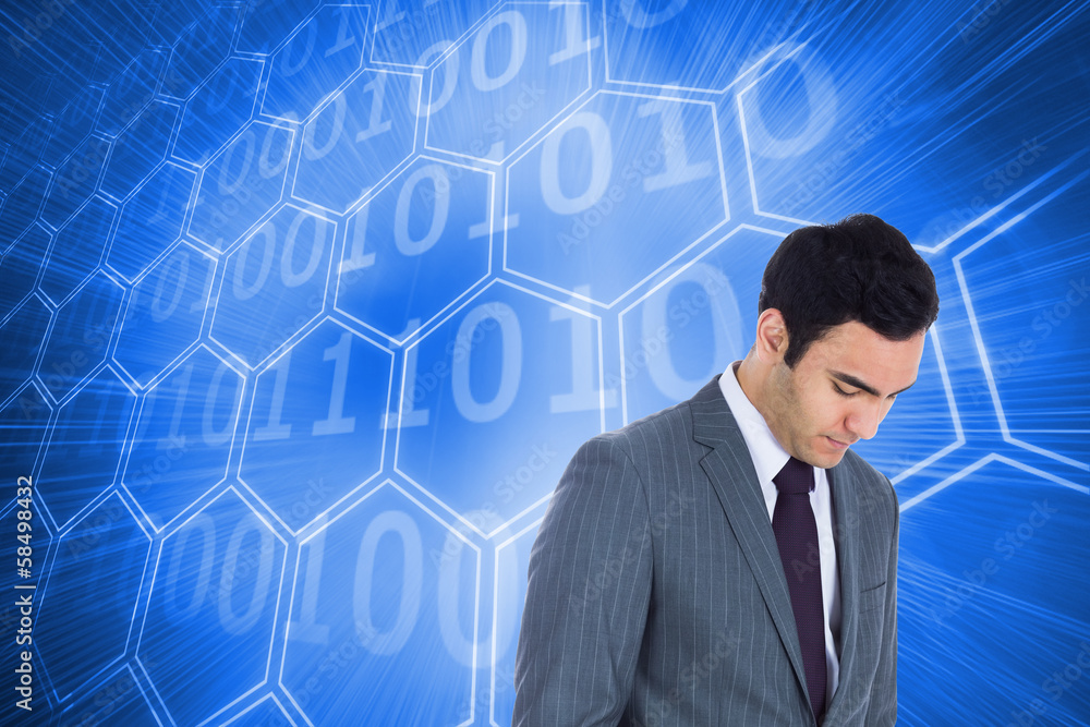 Poster composite image of unsmiling businessman standing