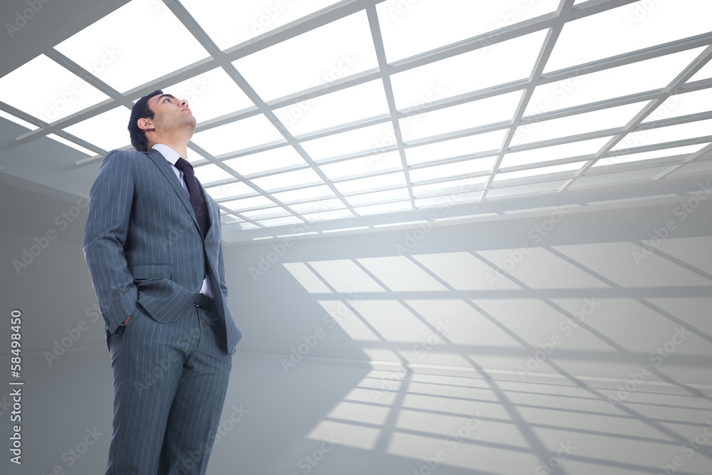 Poster composite image of unsmiling businessman standing