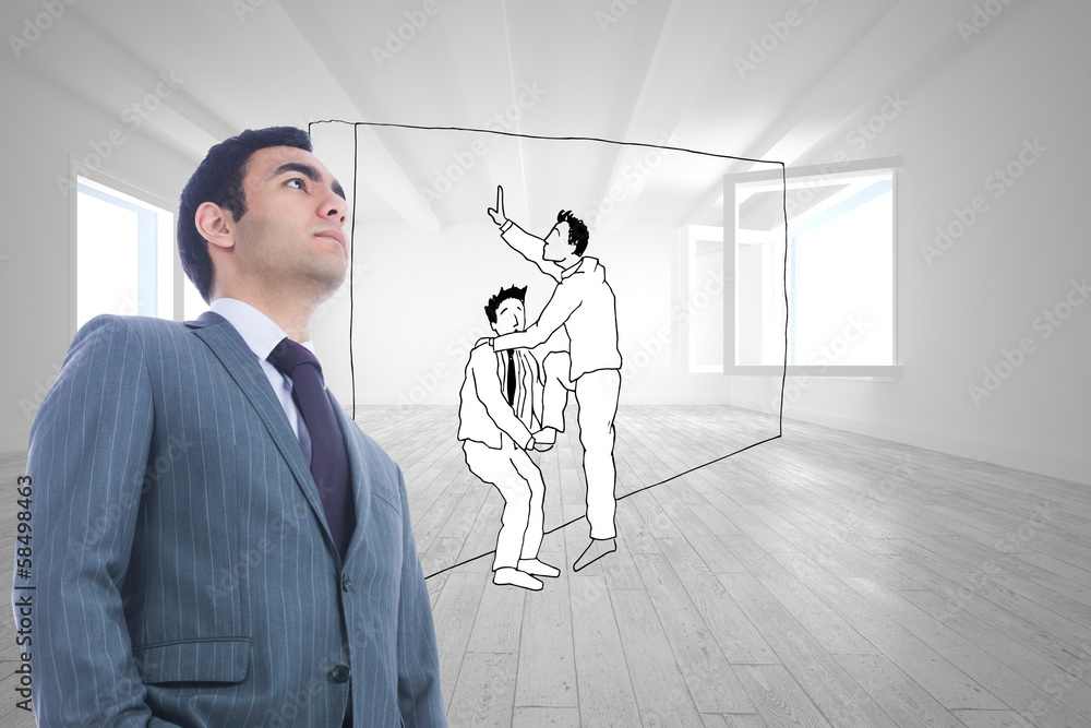 Poster composite image of unsmiling businessman standing