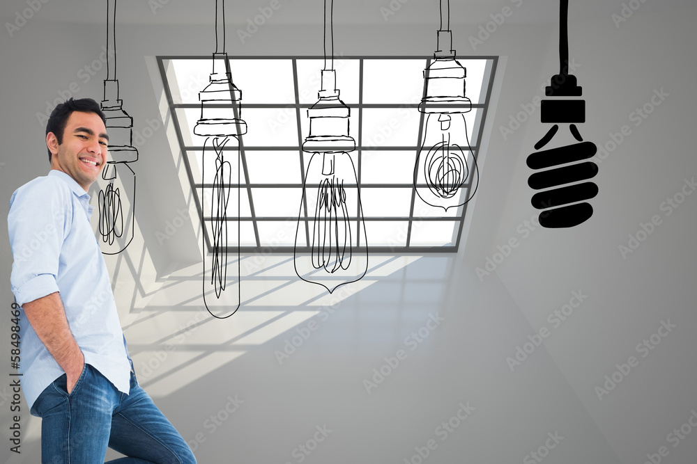 Poster composite image of smiling casual man standing