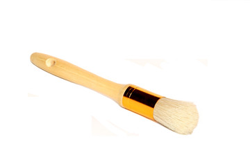 Brush with wooden handle isolated
