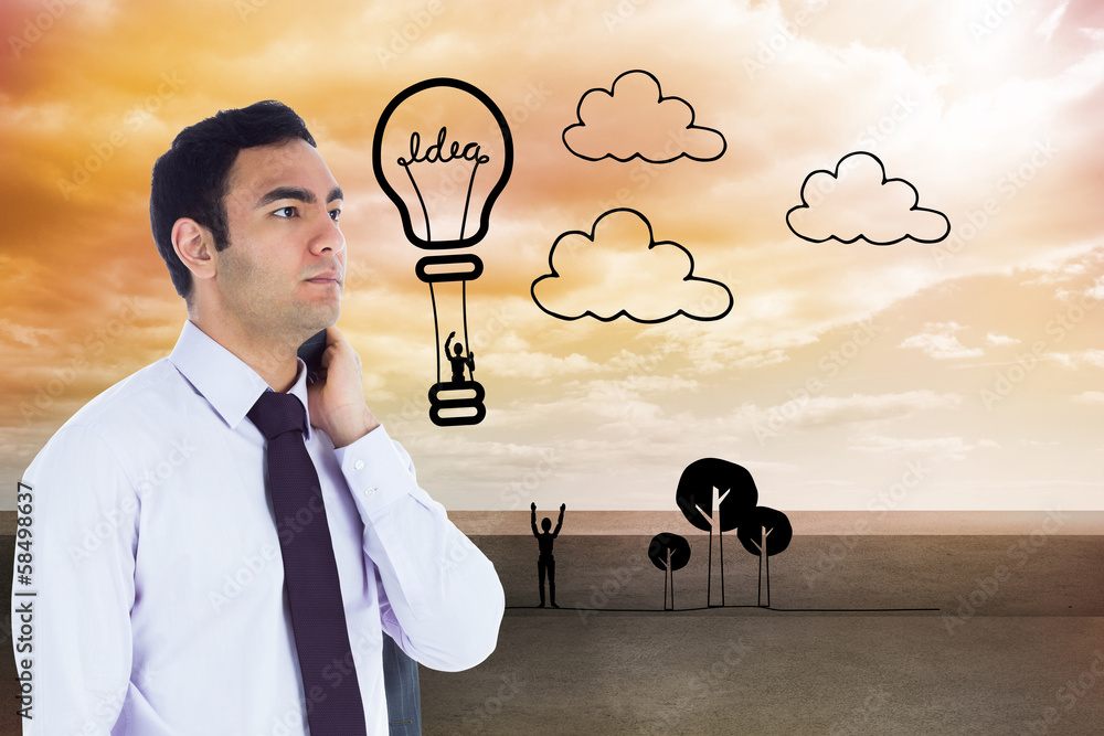 Poster composite image of unsmiling businessman standing