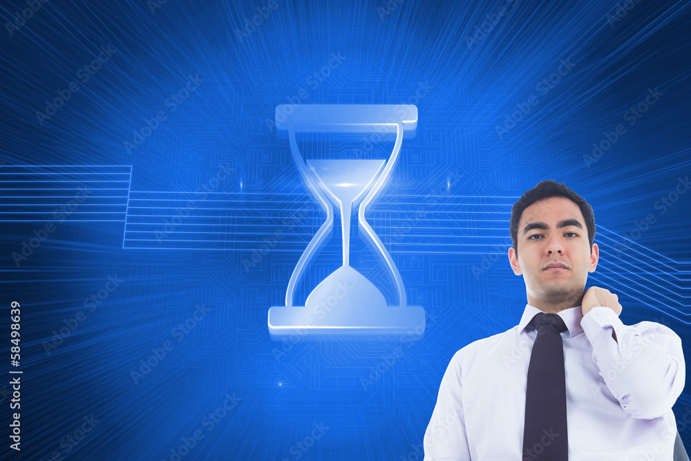 Poster composite image of unsmiling businessman standing