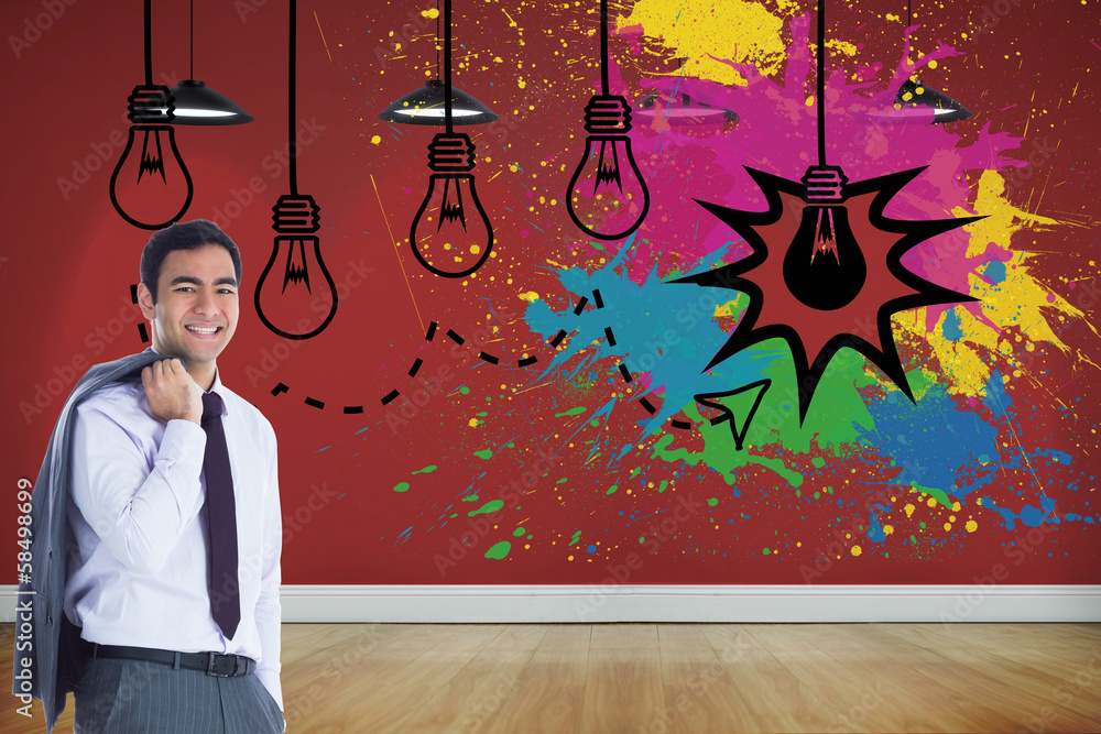 Poster composite image of smiling businessman standing