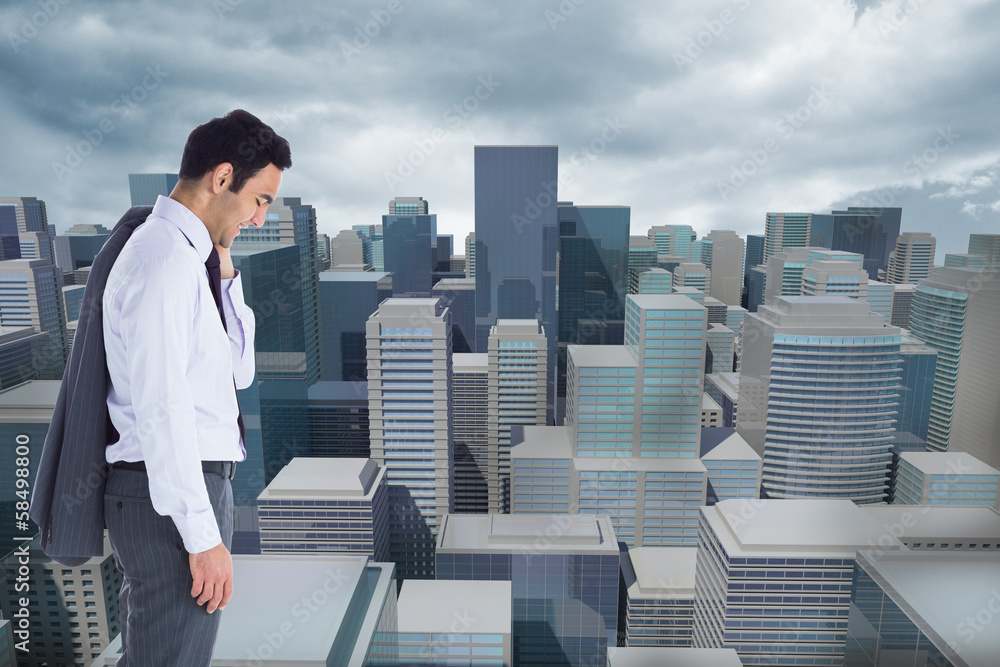 Poster composite image of smiling businessman standing