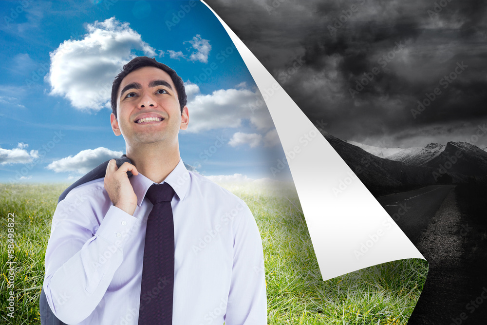 Poster composite image of smiling businessman standing