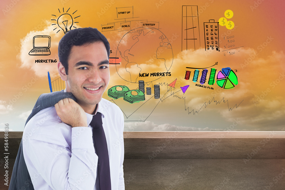 Poster composite image of smiling businessman standing