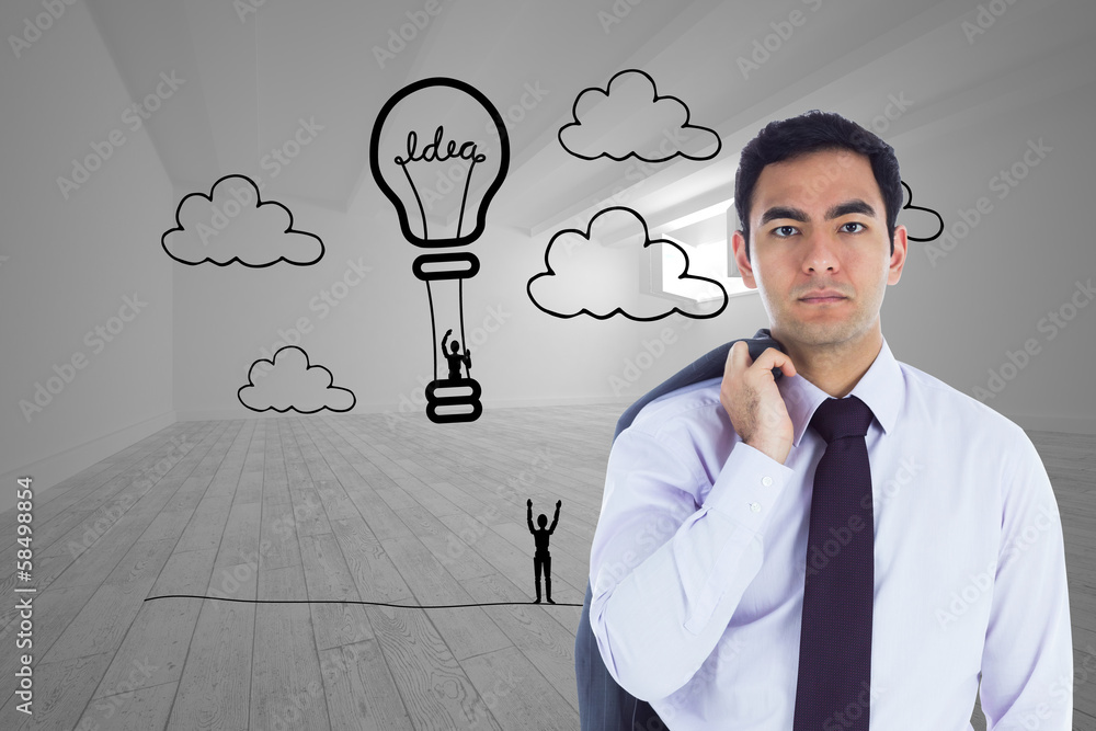 Poster composite image of unsmiling businessman standing