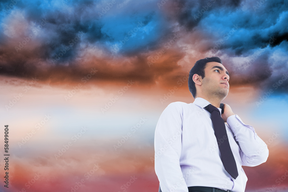 Poster composite image of unsmiling businessman standing