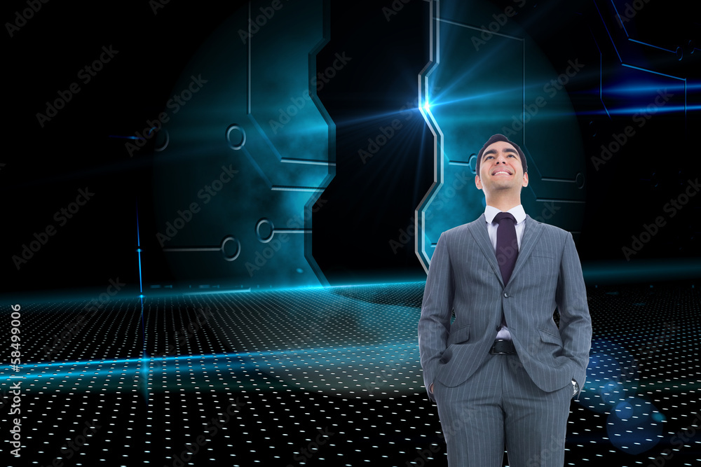 Poster composite image of smiling businessman standing