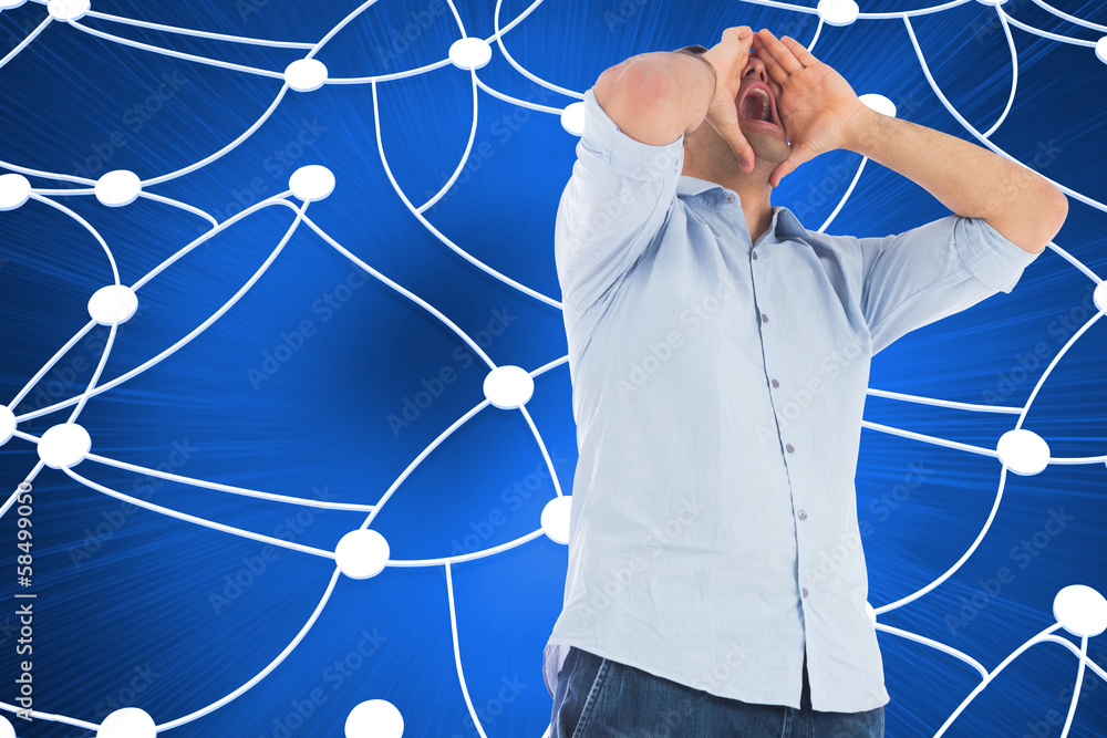 Poster Composite image of shouting casual man standing