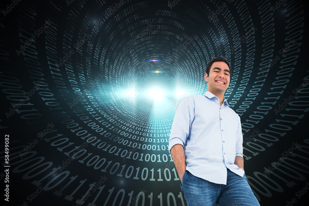 Poster composite image of smiling casual man standing