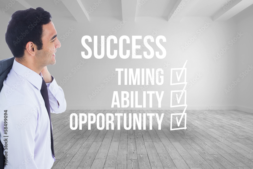 Poster composite image of smiling businessman standing
