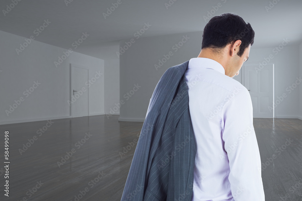 Poster composite image of unsmiling businessman standing