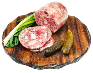head cheese and pickled cucumbers