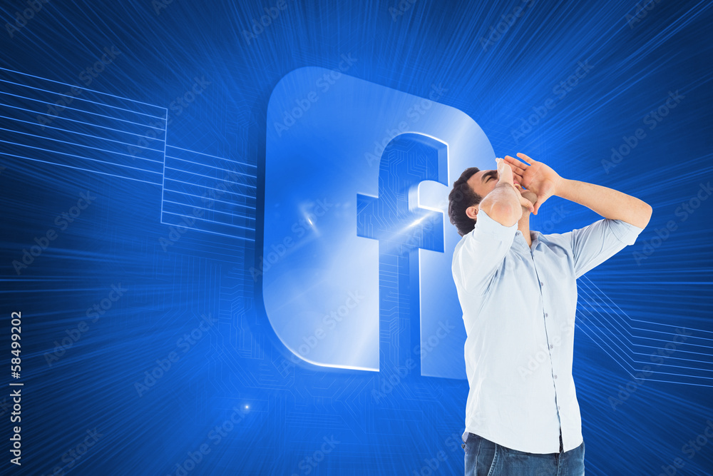 Poster composite image of shouting casual man standing