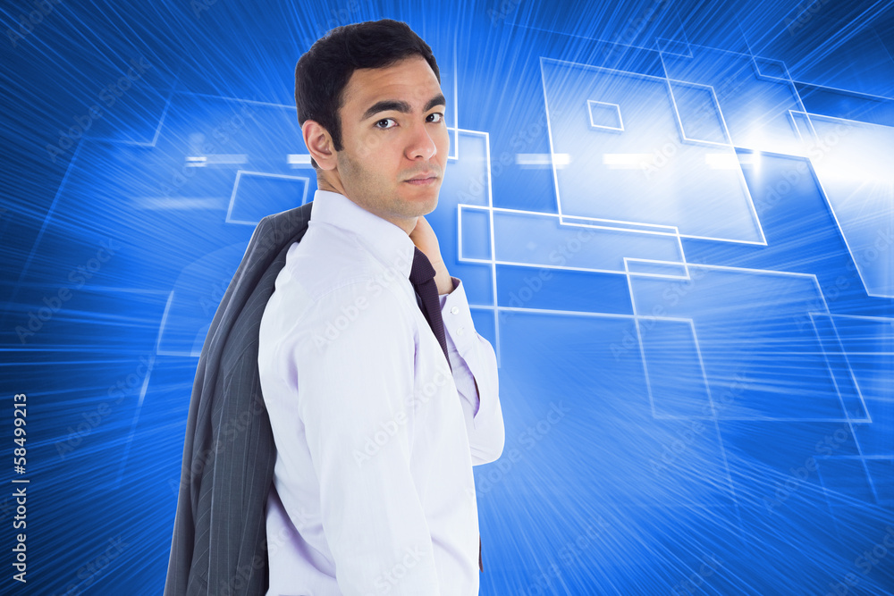 Poster composite image of unsmiling businessman standing