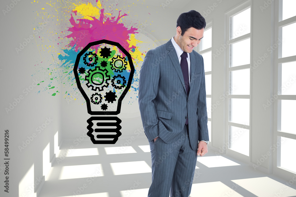 Poster composite image of smiling businessman standing