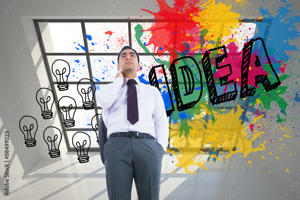 Poster composite image of unsmiling businessman standing