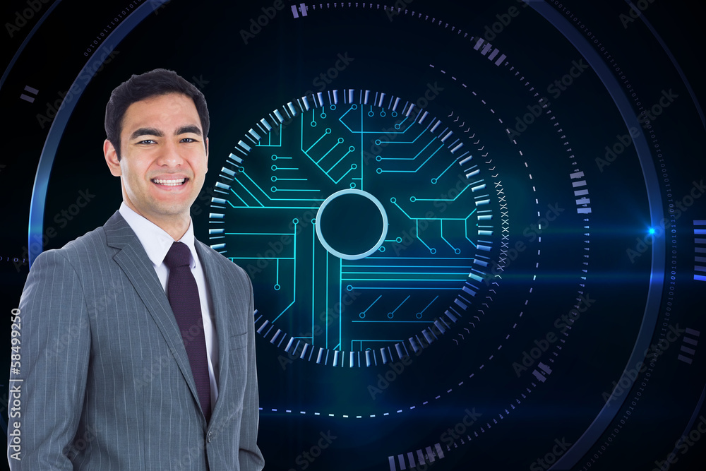 Poster composite image of smiling businessman standing