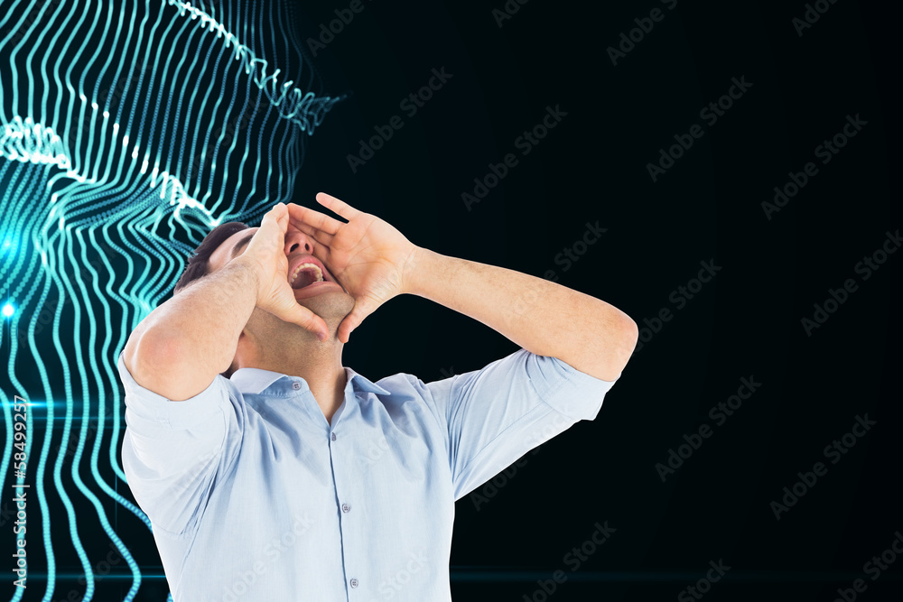 Poster composite image of shouting casual man standing