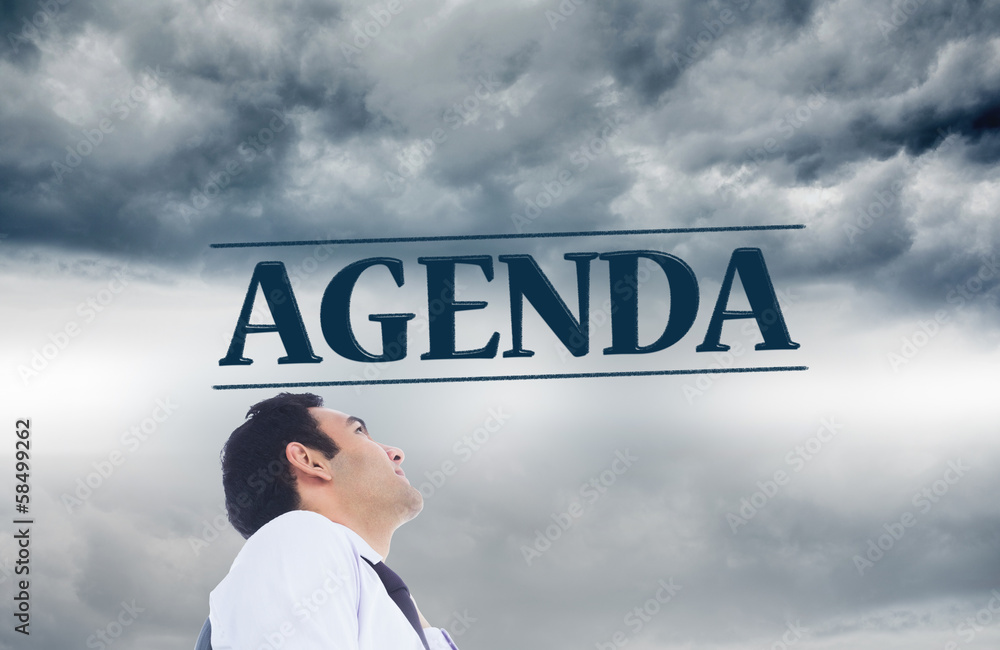 Poster composite image of unsmiling businessman standing
