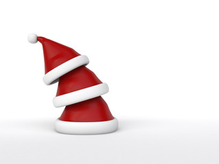 3d santa caps over another
