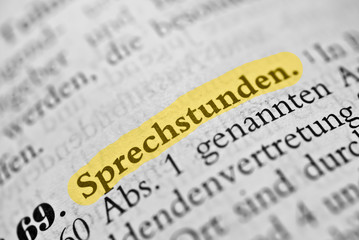 Sprechstunden - Text gelb markiert