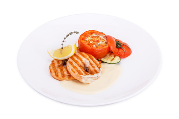 fresh grilled shrimps with tomato