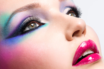 Beautiful woman with fashion bright makeup